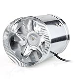 Flexzion Inline Booster Duct Fan 6" 260CFM Exhaust Blower Air Cooling Vent with Aluminum Blade Power