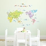 Decowall 多色刷り世界地図 ウォール ステッカー デコ 幼稚園 保育園 子供部屋 DW-1203