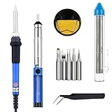 Foneso 6-in-1 Soldering Iron Kit, Full Set with Cleaning Sponge, 60W Temperature Welding Soldering I