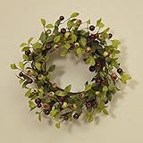 22インチ人工緑と赤Crabapple Wreath on a Natural Twigベース