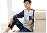 夏芽友人帳 メンズ ファション パジャマ ルームウェア 部屋着 上下2点セット 長袖 フリース 春秋向け リラックス 快適 気持ち良い コットン L/XL/XXL/XXXL ブルー