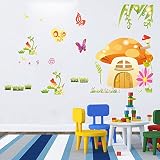Winhappyhome Butterfliesマッシュルームキッズ取り外しの壁のステッカー寝室リビングルーム装飾デカール