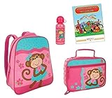 Stephen Joseph Go Go Backpack, Lunch Box, Bottle & Coloring Book, Girl's Monkey [並行輸入品]