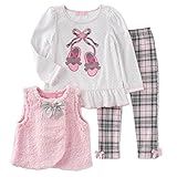 Kids本社Infant Girls 3 pcドットシャツフリースベストレギンス カラー: ピンク