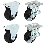 uxcell 剛体キャスターホイール　スイベルブレーキキャスターホイール　2剛体　2スイベル　wブレーキ　4 in 1