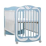 babysing ベビーベッド 0~2歳 子供 キッズ 3way ベッド ベビーサークル テーブル フェンス 揺りかご ソファ (ブルー-ホワイト)