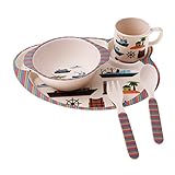 Perfk ベビー食器セット　プレート　ボウル　カップ　スプーン　フォーク　食品グレード素材製　可愛い　漫画 - 多色2