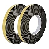 隙間テープ スポンジテープ クッションテープ 戸当たりテープ すきまテープ フォームテープ EVA 発泡ゴムスポンジ 衝突防止 防振防風防音 すき間シール 虫よけすき間テープ 玄関ドア 戸当たり 窓 サッシ用 隙間対策 黒 厚3mm*幅15mm*長さ5m 2巻入り 全長10M