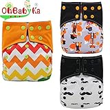 Ohbabyka3点セット 布おむつカバー サイズ調整可 キッズ ベビー 赤ちゃん 新生児 トイレ 布おむつカバー 布オムツカバー 70cm 80cm 90cm 子供 保育園 入園準備 入園グッズ 男