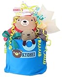 ベビーちゃんのお名前を入れたメモリアルおむつケーキ 《もりもりクマさんバーレル》