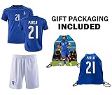 ファンKitbag Pirlo # 21 Italy Youth Home / Away Soccer Jersey & ShortsキッズプレミアムギフトKitbag ✮ボーナスPirlo # 21