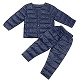 Domybest 冬 2点セット子供服 ダウン ライナー服 ズボン 長袖 男の子 0-4歳に適して ダークブルー かわいい 厚い 柔らかく快適 暖かく保つ 幼稚園 クライミング 旅行