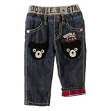 ダブルB(mikihouse) 腿にサガラ刺繍☆裏地つきパンツ 90cm インディゴブルー（33）