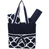 White & Navy Geometric Clover Shape Print 3pc. Diaper Bag-navy by NGIL [並行輸入品]