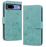 Vokpok Google Pixel 8a ケース 手帳型 上質PUレザーピクセル8a 財布型 ケース カード収納 軽量薄型 ピクセル8a 財布型 ケース スタンド機能付き Pixel 8a ケース 耐摩擦 耐衝撃 全面保護 グーグルピクセル8a ケース 手帳型 かわいい肥えた猫と秋葉 ピクセル8a ケース 贈り物 ピクセル8a ケース 手帳型 ピクセル8a対応 6.1インチ,グリーン