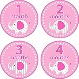Home-organizer Tech Baby Month Stickers Cartoon Elephant Boy Girl 1-12 Monthly Milestone Sticker Bes