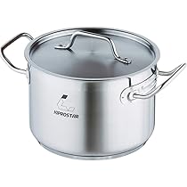 Amazon | IH対応 ステンレス半寸胴鍋26cm (蓋付) 満水9L 底面3層構造