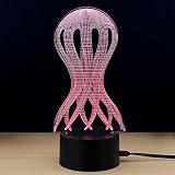 テーブルランプ3D創造性光るクラゲLEDナイトライトベッドルームベッドサイドランプバレンタインデー,Red