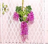Coobl 3.6 Ft Realistic Romantic Classic Artificial Fake Wisteria Vine Ratta Silk Flowers for Garden 