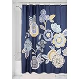 InterDesign プリント シャワーカーテン 布製 Garden Floral 183 x 183 cm ネイビーマルチカラー 63020EJ