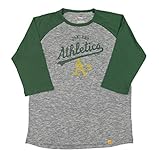 Oakland AthleticsマジェスティックグレーFast Winラグラン3 / 4スリーブティーシャツ S