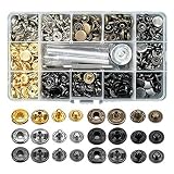 HappyHome カシメ スナップボタン 打ち具 セット 6色 120個 レザークラフト工具 ホック打ち DIY パーツ 12mm
