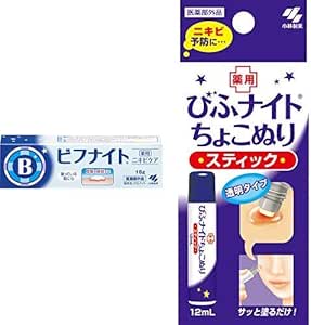 セット買い 薬用ビフナイト ニキビケア 18g 医薬部外品 びふナイトちょこぬり スティック ニキビ予防に 透明タイプで目立たない 12ml 医薬部外品 びふナイト ビューティー 通販 Amazon