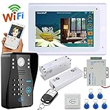 7"TFTワイヤード/ワイヤレスワイヤレスWifi RFIDパスワードドアビールインターホンシステムと電気ボルトロックフレームレスガラスドア