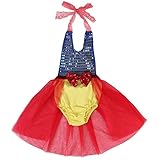 ベビーガール スパンコール ロンパース 袖無し夏 発表会 入園式 結婚式 出産祝い パーティードレス (6-12ヶ月, 赤)