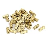 uxcell ローレットナット　ナールボルト　M3x10mmx4.8mm　ブラス　ゴールドトーン　40個