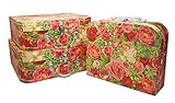 パンチスタジオ トランク型 収納ボックス 3点セット 持ち手付き (ROSE GARDEN) 54151N