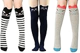 [ソミラ] SOMILA キッズ ハイソックス ガールズ 靴下 3足セット 猫 かかとなし 可愛い フォーマル 入学式 卒業式 冠婚葬祭 可愛い 女の子