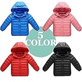 ダウンコート カラフル ジャケット　親子お揃い　 フード付きダウンジャケット 軽量 ダウン90%使用　子供用　大人用　親子服　女の子　男の子　シンプルデザイン、どの服にも合わせやすい Red,90