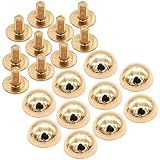 TSUKURIRO 底鋲 丸型 10mm ネジ バッグ カバン 修理 レザークラフト DIY ハンドメイド パーツ (ゴールド, 10個セット)