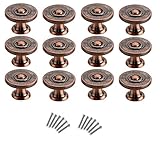 12Pcs Drawer Knobs,YIFAN Cupboard Pulls Cabinet Drawer Wardrobe Door Handles (Dia. 0.87") - Red Copp