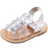 (カエルフロッグ) 女の子　ファッション　サンダル 赤ちゃん キッズ 履き心地 柔らか マジックテープ 滑り止め 可愛い 簡単　デザイン シューズ　シルバー　0-6ヶ月に対応　　夏