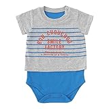 (チャックル) chuckle *ボンシュシュ*Tシャツ風ボーダー半袖ロンパース グレー 80cm P2190-80-00