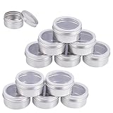 BENECREAT 12個セット80mlアルミ缶　クリア窓付アルミ缶　アルミネジキャップ缶　小分け容器　詰め替え容器　クリームケース 化粧品・クリーム・小物用収納ボックス　シルバー