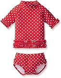 ラッフルバッツ RuffleButts 水着 ラッシュガード ビキニ Red Polka Dot Ruffled Rash Guard Bikini 6-12m 赤 ナイロン スパンデックス RGSR