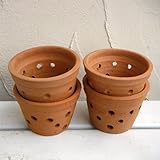 蘭用穴あき素焼鉢A-400　 4個セット　[11cm×8.8cm 洋ランの栽培に！] ノーブランド品