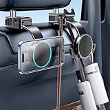 xuenair スマホホルダー 車 マグセーフ magsafe iPhone 16 15 14 13 12 後部座席用 曲げられるアーム スマホホルダー 車 マグネット 3個付きヘッドレスト フック 財布 バッグ 鍵 傘 帽子 ヘッドフォン Purse 用（1個）