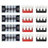 YFFSFDC 固定端子台 組端子台 600V 15A 極数4 ネジ留め式端子台 2色絶縁圧着端子セット付属