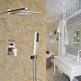 Rozin ® 2ウェイミキサーシャワークリスタルデコ12 " Rainfallヘッドwith Hand Sprayerつや消しニッケル