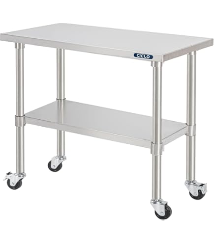 Amazon.co.jp: 日本製造 作業台 ステンレス 2段タイプ アキャスター