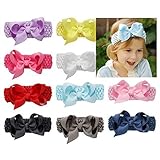 Welandtech ブティック ベビー女児 かぎ針編みヘッドバンド 4インチリボン付き ヘアリボン 10個入り