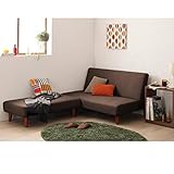 CEL リクライニングソファベッド（ブラウン） レイアウト自在 42段階リクライニング「ソファとベンチセット　ベッドにも簡単切り替え」