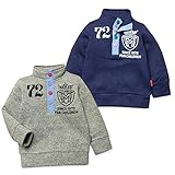 ベビー服 男の子 トレーナー 長袖 Moujonjon ムージョンジョン 裏起毛 ニットソー スタンドカラー 男児 ベビー (2.ネイビー/90cm)