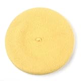 キッズ ベレー帽 100%ウール 選べる40色 (イエロー（E）)