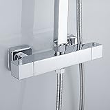 Wrightjp 浴室用水栓 サーモスタット式シャワー混合水栓 壁付き サーモスタット 水栓 恒温ダブルハンドル サーモスタット