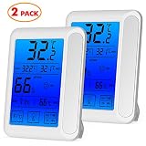 (White(2 pack)) - 2 Pack Senbowe Digital Hygrometer Indoor Room Thermometer Humidity Gauge with Jumb